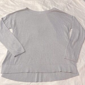 Lululemon Light Gray Long Sleeve Sweater with lattice knit back. Size 12